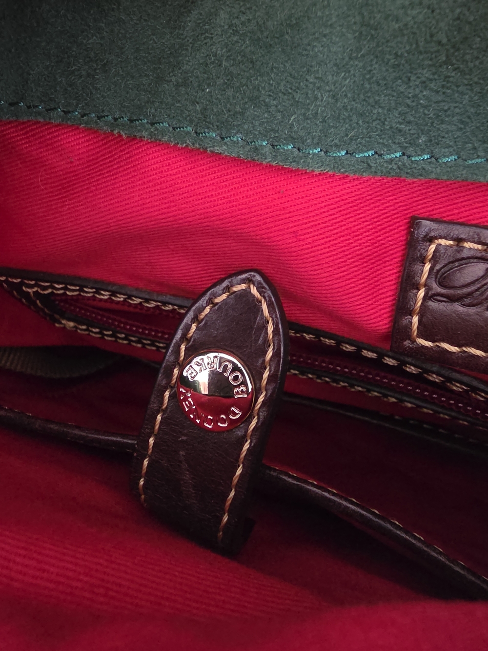 Dooney & Bourke Florentine Stanwich Satchel Red Brown Tmoro Trim NWOT - Picture 14 of 16